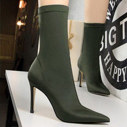 2021 Winter Fashion Women Boots Pointed Toe Elastic Ankle Boots Thin High Heels Shoes Woman Autumn Female Socks Boots WSH4196 - Image 2