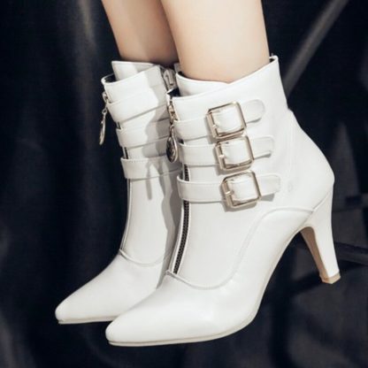 2021 Women's Boots Pointed Toe Women Shoes for Autumn Winter Sexy High Heels Ankle Boots Black Red White Zapatos de muj WSH3478 - Image 4