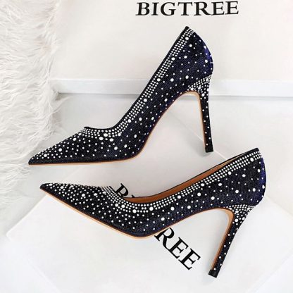 2022 New Rhinestone High Heels Pumps Pointed Toe Shoes Women High-Heeled Sexy Ladies Nightclub Heels Shoes Size 34-43 WSH4344 - Image 3