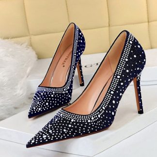 2022 New Rhinestone High Heels Pumps Pointed Toe Shoes Women High-Heeled Sexy Ladies Nightclub Heels Shoes Size 34-43 WSH4344
