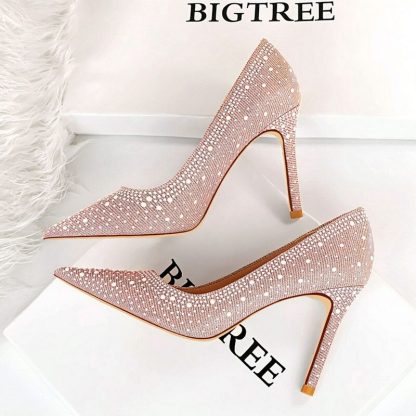 2022 New Rhinestone High Heels Pumps Pointed Toe Shoes Women High-Heeled Sexy Ladies Nightclub Heels Shoes Size 34-43 WSH4344 - Image 5
