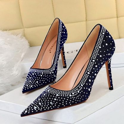 2022 New Rhinestone High Heels Pumps Pointed Toe Shoes Women High-Heeled Sexy Ladies Nightclub Heels Shoes Size 34-43 WSH4344