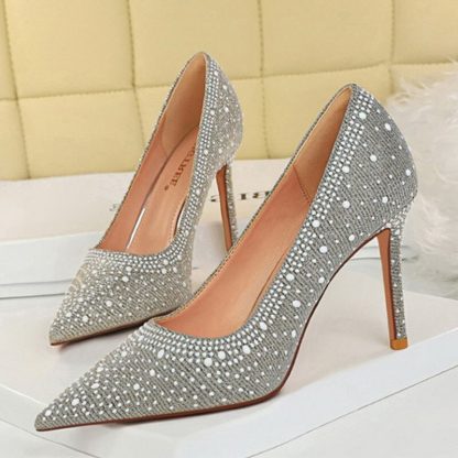 2022 New Rhinestone High Heels Pumps Pointed Toe Shoes Women High-Heeled Sexy Ladies Nightclub Heels Shoes Size 34-43 WSH4344 - Image 6