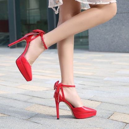 2022 New Women Pumps Summer High Heels Sandals Elegant Bow-knot Stilettos Wedding Shoes Large Size 45 Platform Sandals WSH4494 - Image 6