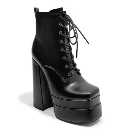 Autumn Sexy Women Boots Fashion Platform High Heels Party Dance Prom Ladies Shoes Winter Lace-up Ankle Boots Women Shoes WSH4691 - Image 3