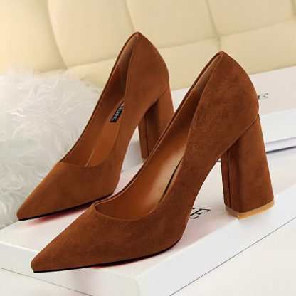 Autumn Square High Heel Shoes Women Suede Professional Shoes for Ladies Pointed Toe Elegant Office Shoes for Woman Pumps WSH4340 - Image 2
