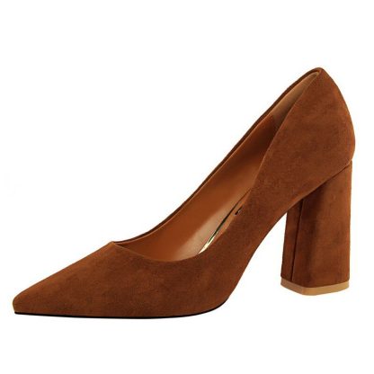 Autumn Square High Heel Shoes Women Suede Professional Shoes for Ladies Pointed Toe Elegant Office Shoes for Woman Pumps WSH4340 - Image 3