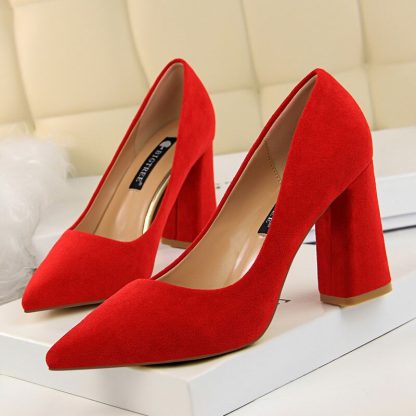 Autumn Square High Heel Shoes Women Suede Professional Shoes for Ladies Pointed Toe Elegant Office Shoes for Woman Pumps WSH4340 - Image 4