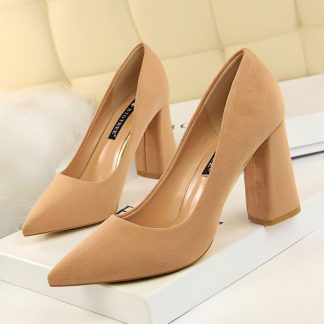 Autumn Square High Heel Shoes Women Suede Professional Shoes for Ladies Pointed Toe Elegant Office Shoes for Woman Pumps WSH4340