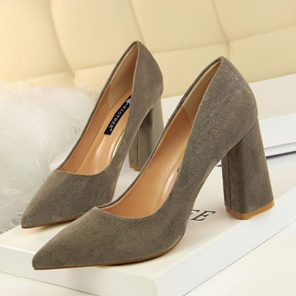 Autumn Square High Heel Shoes Women Suede Professional Shoes for Ladies Pointed Toe Elegant Office Shoes for Woman Pumps WSH4340 - Image 5