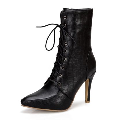Autumn Winter Ladies Ankle Boots Sexy Women Boots Lace-Up Pointed Toe Pump Boots Women High Heel Shoes for botines mujer WSH3681 - Image 2