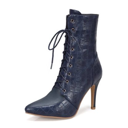 Autumn Winter Ladies Ankle Boots Sexy Women Boots Lace-Up Pointed Toe Pump Boots Women High Heel Shoes for botines mujer WSH3681 - Image 3