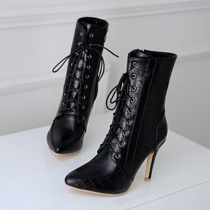 Autumn Winter Ladies Ankle Boots Sexy Women Boots Lace-Up Pointed Toe Pump Boots Women High Heel Shoes for botines mujer WSH3681 - Image 6