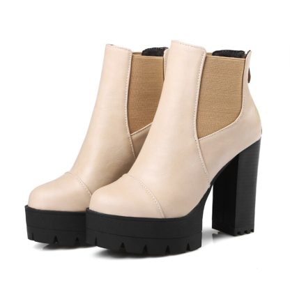 Autumn botas Fashion Roma Boots Women High Heel Platform Shoes Woman Round Toe Ankle Boots Thick Heels Winter Women WSH3679 - Image 2