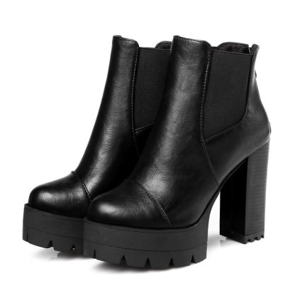 Autumn botas Fashion Roma Boots Women High Heel Platform Shoes Woman Round Toe Ankle Boots Thick Heels Winter Women WSH3679 - Image 3