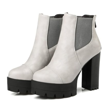 Autumn botas Fashion Roma Boots Women High Heel Platform Shoes Woman Round Toe Ankle Boots Thick Heels Winter Women WSH3679 - Image 4