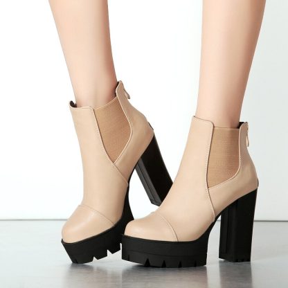 Autumn botas Fashion Roma Boots Women High Heel Platform Shoes Woman Round Toe Ankle Boots Thick Heels Winter Women WSH3679 - Image 5