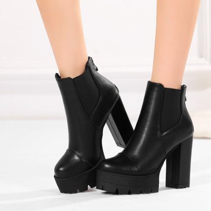 Autumn botas Fashion Roma Boots Women High Heel Platform Shoes Woman Round Toe Ankle Boots Thick Heels Winter Women WSH3679 - Image 6
