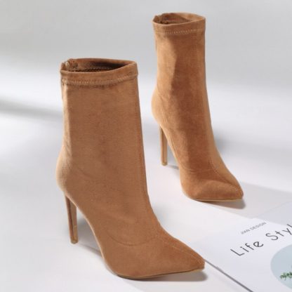 Fashion Suede Women Ankle Boots Pointed Toe High Heels Zipper Boots Women Sexy Pumps Shoes Solid botas femininas 35-42 WSH4199 - Image 2