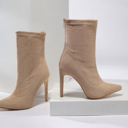 Fashion Suede Women Ankle Boots Pointed Toe High Heels Zipper Boots Women Sexy Pumps Shoes Solid botas femininas 35-42 WSH4199 - Image 4