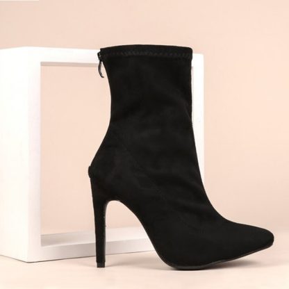 Fashion Suede Women Ankle Boots Pointed Toe High Heels Zipper Boots Women Sexy Pumps Shoes Solid botas femininas 35-42 WSH4199 - Image 5