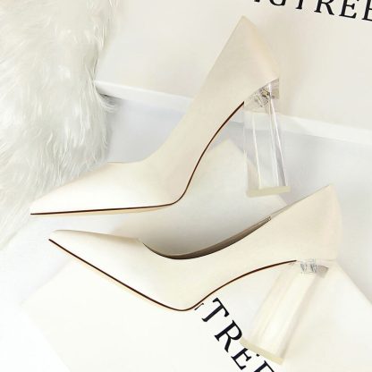 Fashion Transparent Crystal High Heels Pumps Women Shoes for Party Sexy Silk Wedding Shoes zapatos mujer Plus Size 34-42 WSH4325 - Image 3