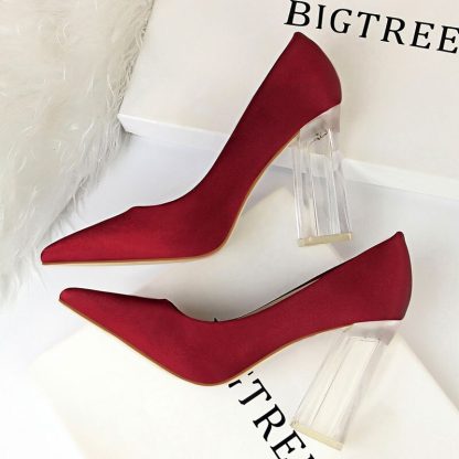 Fashion Transparent Crystal High Heels Pumps Women Shoes for Party Sexy Silk Wedding Shoes zapatos mujer Plus Size 34-42 WSH4325 - Image 5