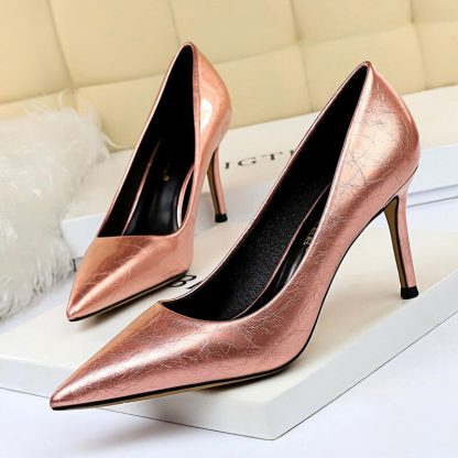 Glitter Women Pumps Sexy High Heels Shoes Pointed Toe 8CM Heels Nightclub Lady Shoes Party Dress Shoes Plus Size 34-43 WSH4346