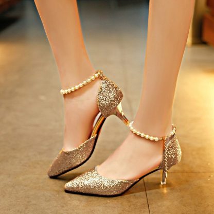 Korean version of the pointed stiletto heels ankle straps shallow patent leather red super high heel wedding shoes women WSH3175 - Image 4