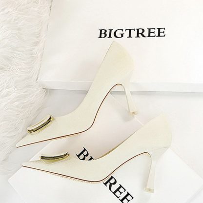 Luxury Women High Heel Shoes Spring Autumn Square Buckle Stone Pattern Pumps Banquet Party Stilettos Women Office Shoes WSH4337 - Image 6