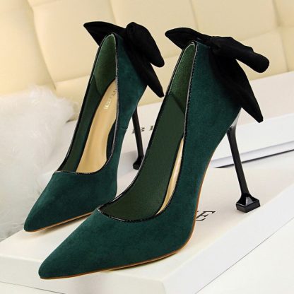 New Autumn Women High Heel Shoes Bow Pointed Toe Suede Ladies Pumps Sexy Fashion Stilettos Shoes Women's Wedding Shoes WSH4322 - Image 5