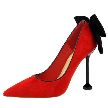 New Autumn Women High Heel Shoes Bow Pointed Toe Suede Ladies Pumps Sexy Fashion Stilettos Shoes Women's Wedding Shoes WSH4322 - Image 6