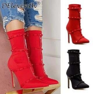 Plus Size 35-42 Women Boots Autumn Winter High Heels Shoes Woman Sexy Ladies Booties Pointed Toe Pumps Boots for Women WSH3528