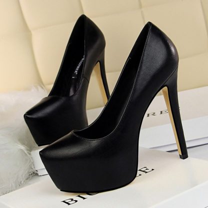 Sexy Pumps Wedding Shoes Women PU Leather Concise Woman Pumps Platform High Heels Nightclub Ladies Shoes zapatos mujer WSH4332 - Image 2