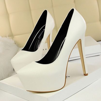 Sexy Pumps Wedding Shoes Women PU Leather Concise Woman Pumps Platform High Heels Nightclub Ladies Shoes zapatos mujer WSH4332 - Image 3