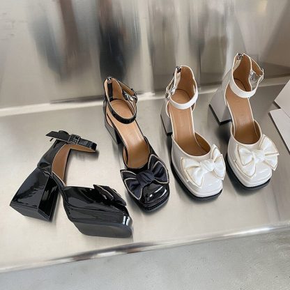 Spring Summer Women Shoes Fashion Rhinestone Platform Mary Jane Shoes Square Toe Leather Chunky High Heels Women Pumps WSH4690 - Image 5