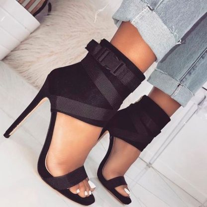 Summer Sandals Women Thin Heels Party Shoes for Women Back Zip Pumps Big Size Women Shoes White Black Red Sexy Sandalias WSH3258 - Image 4