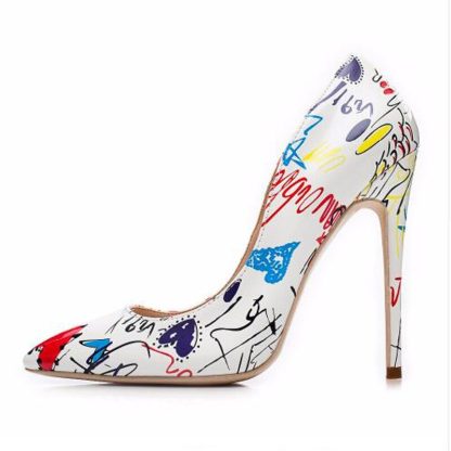 Women High Heels Shoes Autumn Spring Printing Leather Stilettos Pointed Toe Sexy Shoes for Woman zapatos mujer 35-42 WSH4437 - Image 2