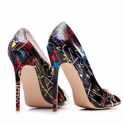 Women High Heels Shoes Autumn Spring Printing Leather Stilettos Pointed Toe Sexy Shoes for Woman zapatos mujer 35-42 WSH4437 - Image 4