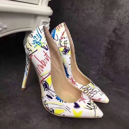 Women High Heels Shoes Autumn Spring Printing Leather Stilettos Pointed Toe Sexy Shoes for Woman zapatos mujer 35-42 WSH4437 - Image 5