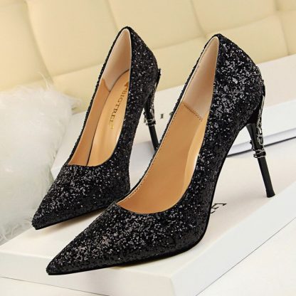 Women Party Shoes Metal Decoration High Heels Pumps Sexy Glitter Stilettos Bridal Wedding Shoes Fashion Ladies Shoes WSH4328 - Image 3