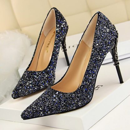 Women Party Shoes Metal Decoration High Heels Pumps Sexy Glitter Stilettos Bridal Wedding Shoes Fashion Ladies Shoes WSH4328 - Image 4