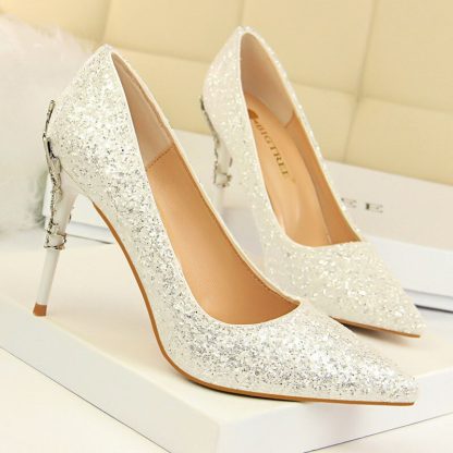 Women Party Shoes Metal Decoration High Heels Pumps Sexy Glitter Stilettos Bridal Wedding Shoes Fashion Ladies Shoes WSH4328 - Image 5