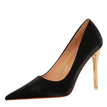 Women Pumps High Heels Shoes Pointed Toe Ladies Shoes Silk Glitter Sexy 10.5CM High-Heeled Wedding Shoes Femme Pumps WSH4327 - Image 2