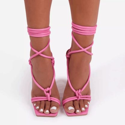 Women Sandals High Heels Summer Shoes Women Square Toe Roma Lace Up Pumps Sandales Ladies Shoes High Heels zapatos mujer WSH3949 - Image 6