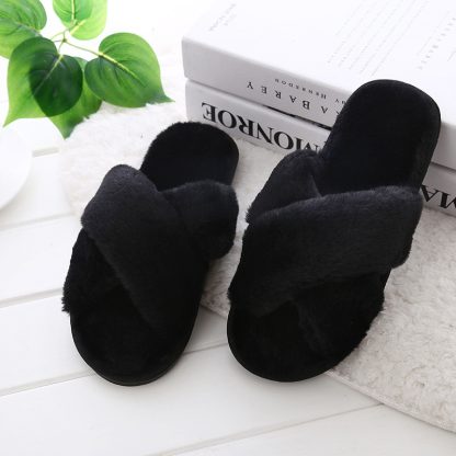 Women Slippers Winter House Faux Fur Warm Flat Female Shoes Slip on Home Furry Ladies Slippers Indoor Slides Size 36-43 - Image 2