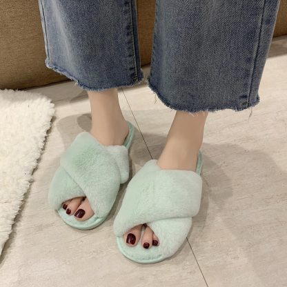 Women Slippers Winter House Faux Fur Warm Flat Female Shoes Slip on Home Furry Ladies Slippers Indoor Slides Size 36-43 - Image 3
