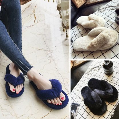 Women Slippers Winter House Faux Fur Warm Flat Female Shoes Slip on Home Furry Ladies Slippers Indoor Slides Size 36-43 - Image 4