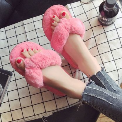 Women Slippers Winter House Faux Fur Warm Flat Female Shoes Slip on Home Furry Ladies Slippers Indoor Slides Size 36-43 - Image 6