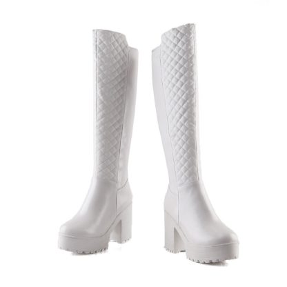 Women's Knee High Boots Roma Botas Mujer Sexy Winter Shoes Woman Square High Heels Riding Boots Women Thick Platform WSH3689 - Image 2